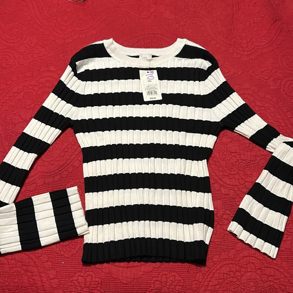 A new day black-and-white striped sweater